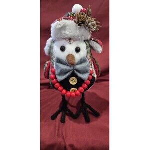 2021 Walmart Christmas Holiday Time Fabric Bird  Earmuff Hat Beads EUC Decor